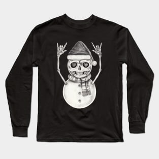 Snowman love symbol drawing christmas skeleton. Long Sleeve T-Shirt